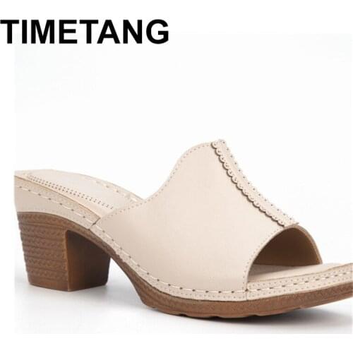 TIMETANG Womens High Heels Slippers Open Toe Slippers Shoes on Heels Women Casual Holiday Outdoor Heeled Slippers Ladies Sandal