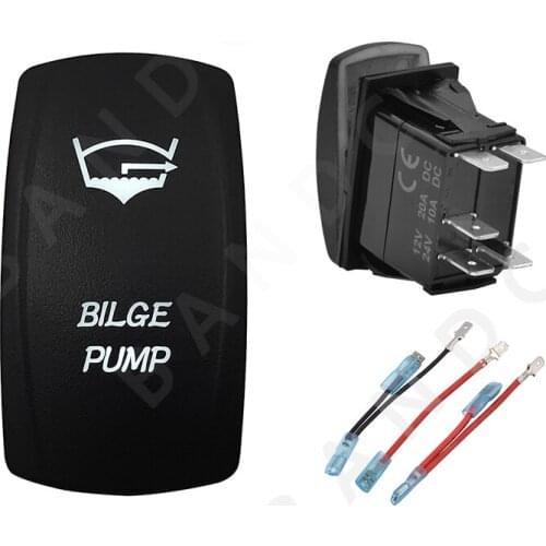 BILGE PUMP Rocker Switch 5P ON-OFF SPST White Led Button Switch for Car Boat Marine Vehicle Yacht，Jumper Wire，Universal Fitment