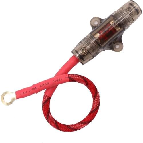 Inline 60A MANL Fuse Holder with 1ft 8 Gauge AWG Oxygen Free Copper Power Wire and O-Ring Copper Terminal
