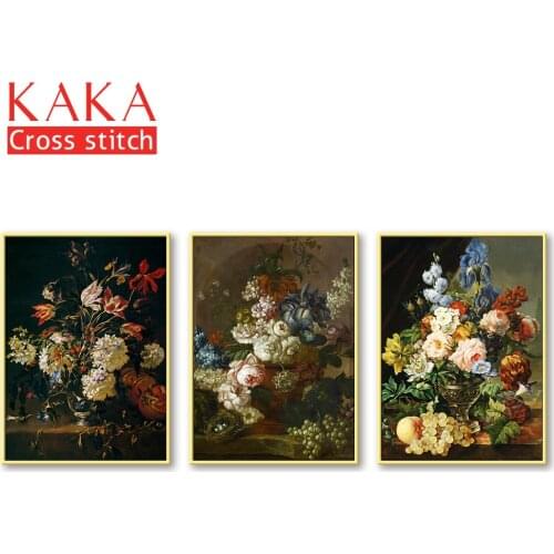 Cross stitch kits,Embroidery needlework sets with printed pattern,11CT-canvas for Home Decor Painting, Flowers Full NCKF286