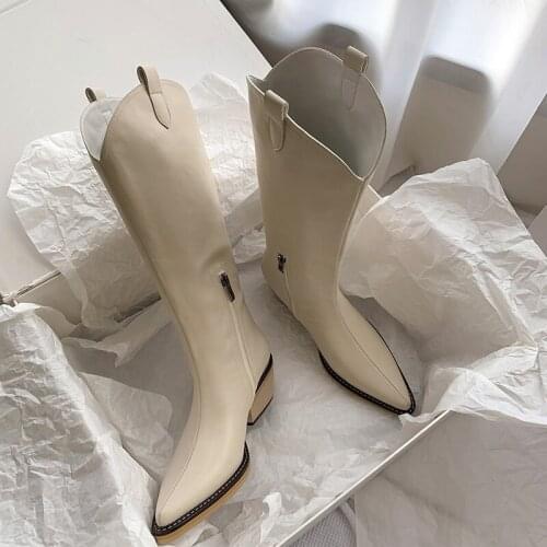 2021 New Roman Winter Women Knee High WESTERN Boots Cow Leather Platform Warm Fur High Long Ins Hot Shoes