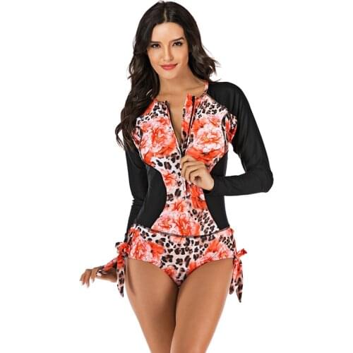 Sexy Longsleeve Swimming Suit for Women Rashguard Zipper 2021 One Piece Surfing Swimsuit Long Sleeve Barhing Suit Swimwear