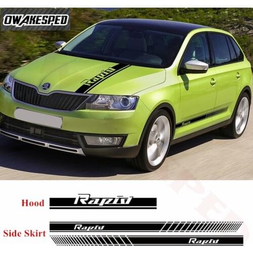 1 Set Car Whole Body Sticker For-Skoda Rapid Both Side Auto Body Door Decor Vinly Decals Car Engine Cover Hood Sport Stripes