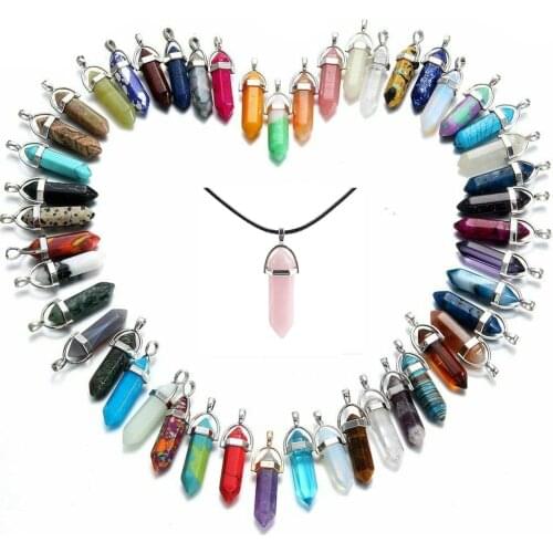 1Pcs Hexagonal Natural Quartz Crystal Chakra Healing Point Pendant Necklace Jewelry