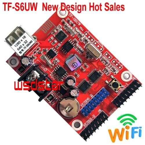 TF-S6UW 1280*16 640*32 1*HUB08 & 2*HUB12 USB+WIFI Single & Dual color LED controller card New Hot Sales 10pcs/lot