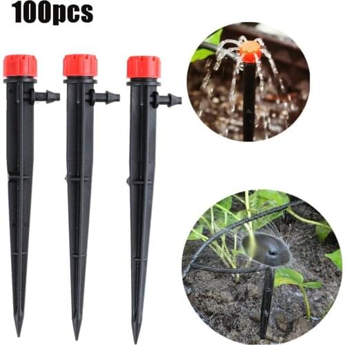 100 pcs Inserting ground Garden watering Aspersor drip irrigation Adjustable Sprinkler 360 degree Drippers maintenance equipment