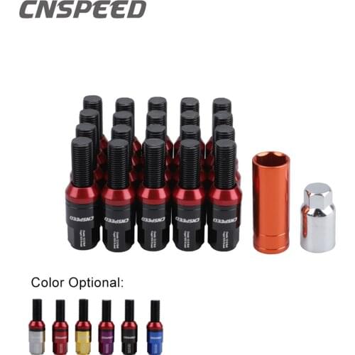 20PCS 6061 Aluminum Taper cone seat Wheel Bolts Lug Nuts with caps anti Theft M14*1.5 Shank length 28MM lug bolt For BMW