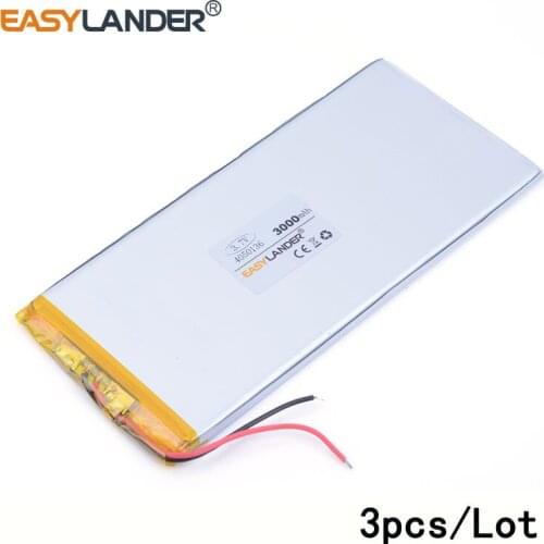 3pcs /Lot 3000mAh 4050136 3.7v lithium Li ion polymer rechargeable For GPS PSP PAD DVD phone E-Books Power bank Tablet PC