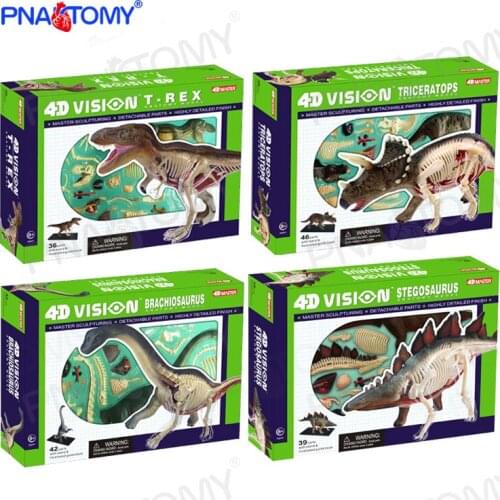 4D MASTER Dinosaur Toy Tyrannosaurus Triceratops Brachiosaurus Stegosaurus Model Dino Skeleton DIY Educational Gift STEM