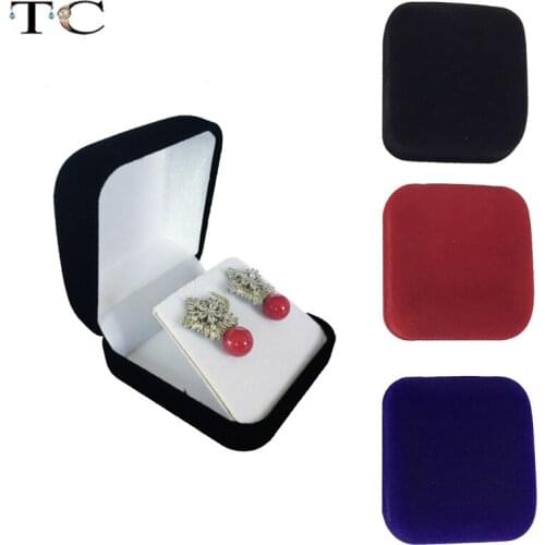 60pcs Wholesale Black Velvet Earrings Box Jewelry Display Storage Foldable Case For Wedding Ring Valentines Day Gift Organizer