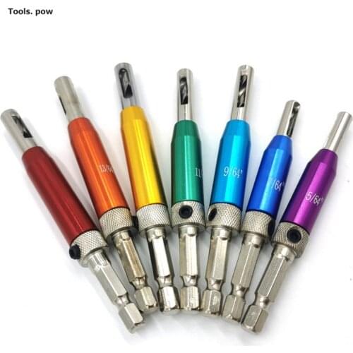 7Pcs/Set Self Centering Lock Hinge Hardware Drill Bit Set Hardware Drawer Pilot Hole Guides Centering Hinge Home Tools Accessory