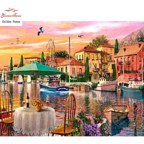 5D DIY diamond painting cross diamond mosaic square City on the water embroidery full display rhinestones pictures