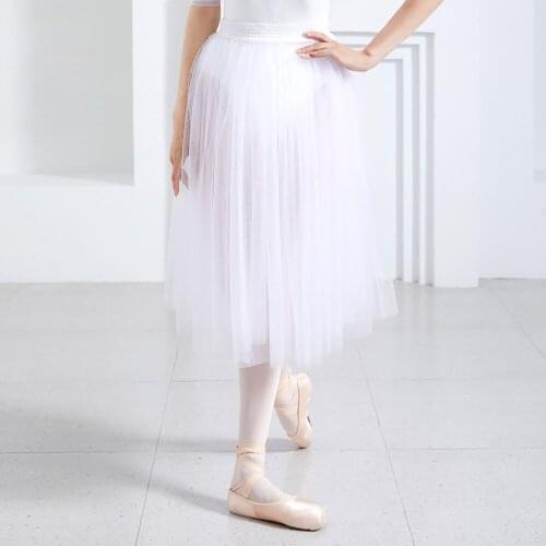 Ballet Skirt Women Mesh Wrap Skirt for Adults Ballet Tutu Skate Skirt Ballerina Elastic Gymnastics Workout Dance Wear Mesh Skirt