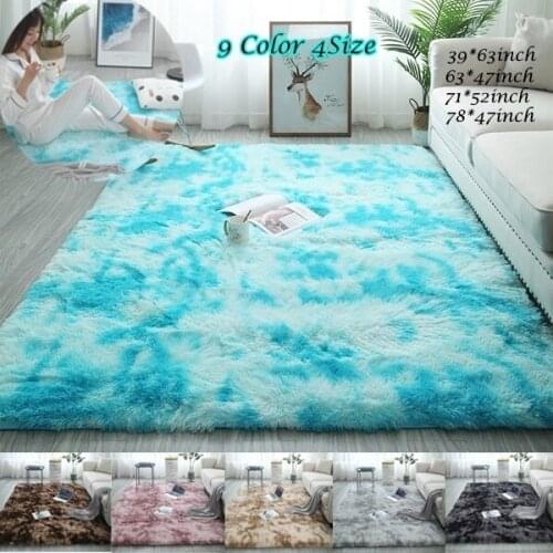 Large Size Super Soft Tie-Dye Art Carpet Floor Bedroom Mat Gradient Color Fluffy Area Rug Living Room Carpet Hallway Mat