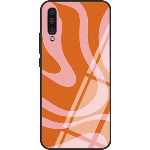 Liquid Swirl Abstract Orange Pink Case For Samsung A72 A71 A51 A31 A40 A50 A70 A20e A21S A12 A32 A52 Tempered Glass Cover