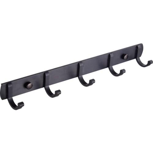 Black Space Aluminum Towel Bar with Robe Hooks Wall Mounted Bathroom Accessories Towel Rack Bathroom Accessories With Hooks