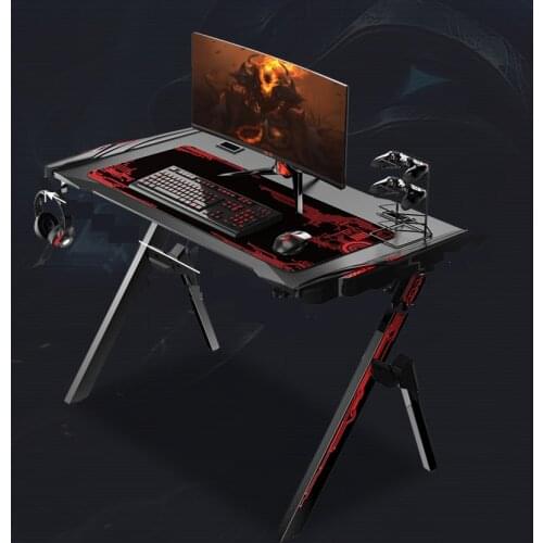 Black Gaming Desk Tarantula Foot-Shaped Computer Table with Headphone Hook Water Cup Holder RGB Light Gamer Table for Men Childe
