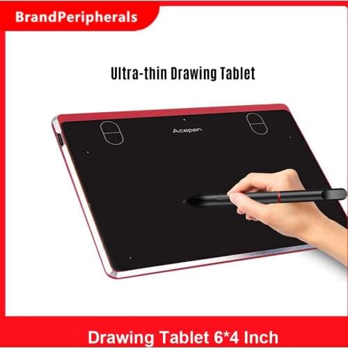 Acepen AP604 Digital Graphic Drawing Tablet Ultra-Thin Board 4 Shortcut Keys Battery-free Passive Stylus 8192 Levels Pressure