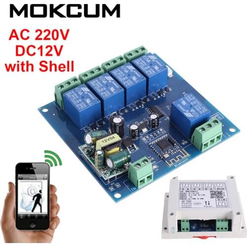 DC 12V AC110 220V 5Channel Wireless Bluetooth Relay Module APP Control 5Bit Self-locking/Momentary Switch Timer Delay Controller