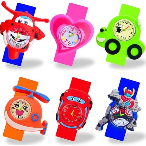 Cartoon Mech Warrior Kids Watch for Boys Girls Children Watches Creative Aircraft Car Watch Kid Baby Clock Gift Montre Enfant