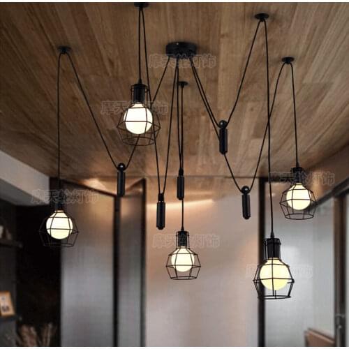 DIY Pendant lights Modern Nordic Retro Hanging Lamps Edison Bulb Fixtures Spider Ceiling Lamp Fixture Light for Living Room