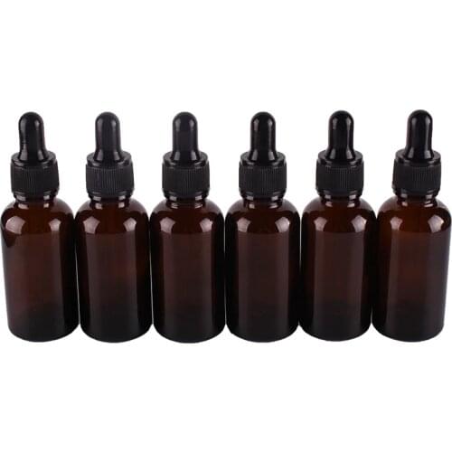 6pcs 30ml Amber Glass Dropper Bottles with Pipette Empty Perfumes Bottles Liquid Jars