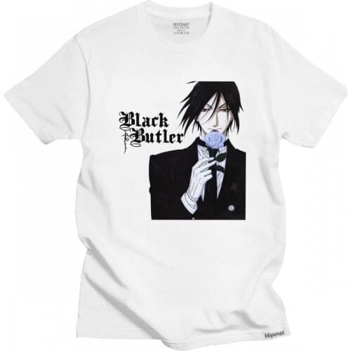 Black Butler Sebastian Michaelis T-Shirt Homme Cotton Kuroshitsuji Tee Tops Japanese Manga Anime Shirt Short Sleeve Tshirt Gift
