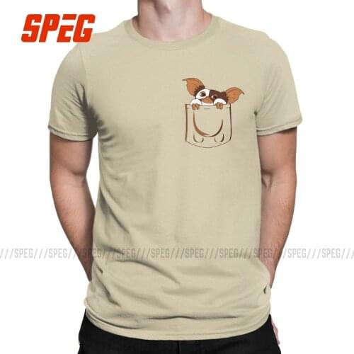 Gizmo Pocket Men T Shirts Gremlins Casual Tees Short Sleeve Round Neck T-Shirt 100% Cotton Gift Idea Clothes