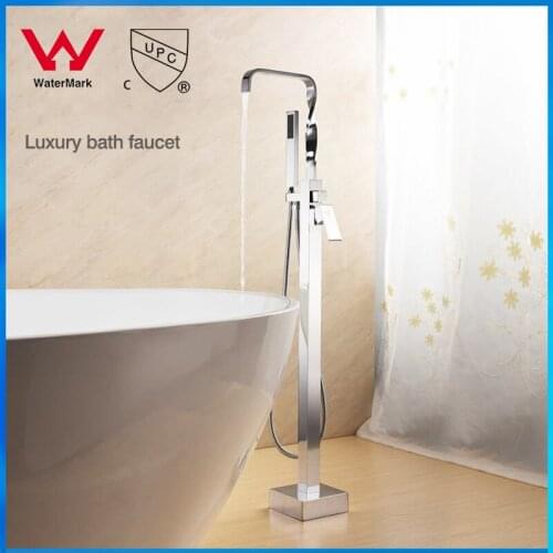 Chrome Free Standing Floor Mounted Bathtub Faucet Mixer Tap Set With the Hand Shower Shower Set Faucets