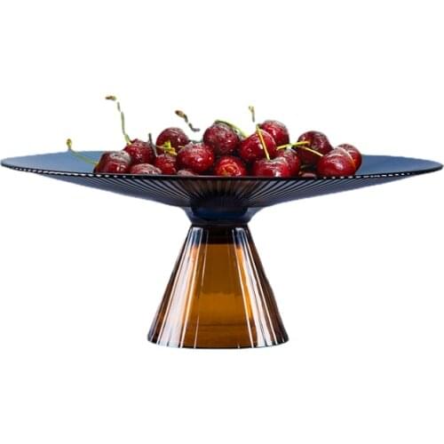 Creative Luxury Fruit Plate European Style Living Room Tea Table Simple Glass Tray Household Geometric Fruit Tray Ornaments