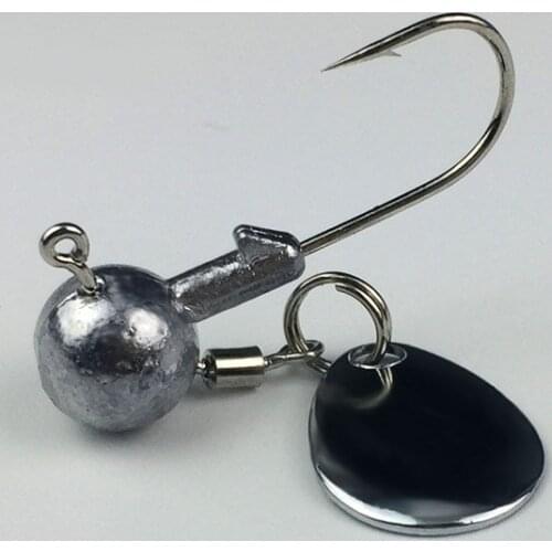 6Pcs/Bag High Carbon Steel Hooks Fishing Round Shape Ball Jig Head Hook Jighead Weight with Rotation Ring Spoons