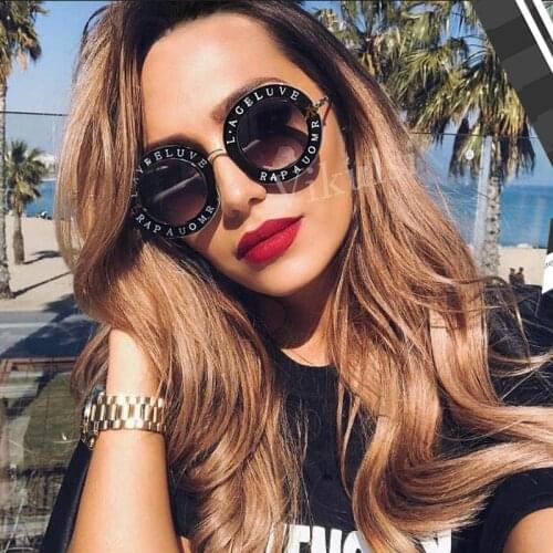 Fashion Unisex Round Retro Sunglasses Women Vintage Glasses Circle Classic Bee Letter Sun Glasses Men Shades Visor Oculos Top