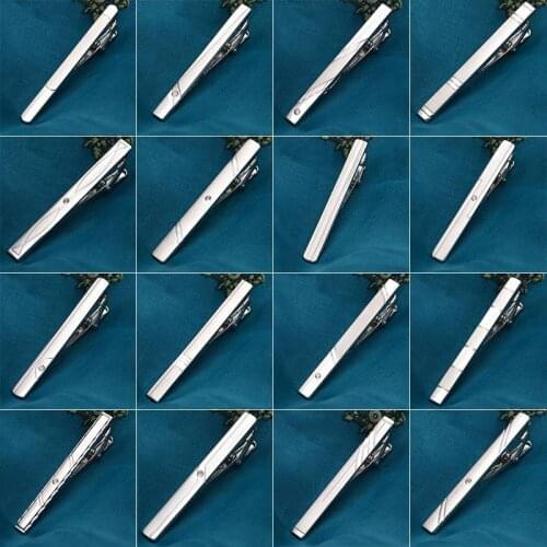 Trendy Mens Plain Silver-color Chrome Tie Clip Clasp Bars Simple Pins Gift