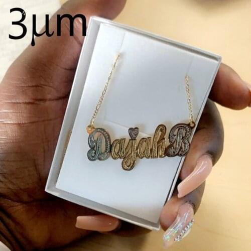 3UMeter Hip Hop Letter Necklace Name Personalized Custom Necklace Gold Color Rhinestone Necklace Pendant Mothers Day Gifts