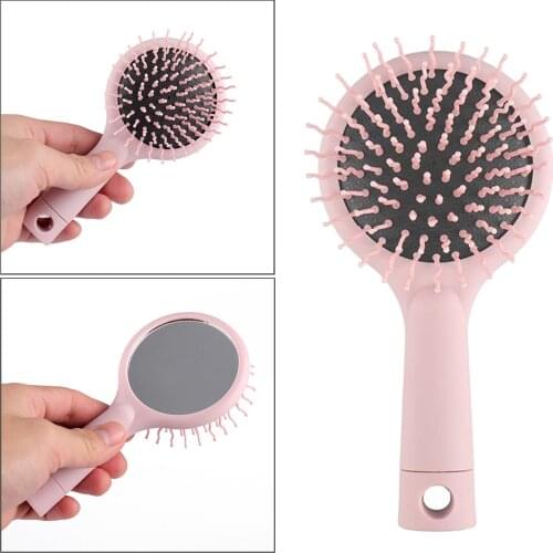 Portable Pocket Size Comb Travel Compact Hair Brush with Mirror for Women Girls Anti-static for Women New Anti Tangle Massager