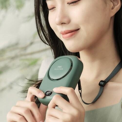 Portable Mini Bladeless Neck Fan USB Rechargeable Mute Fans 3 Speed Adjustable Cooling Fan Summer Outdoor Hanging Air Cooler