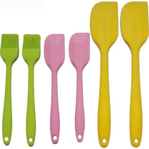 6PCS Random Color Practical Cake Butter Cream Spatula Oil Bread Scraper Brush Silicone Baking & Pastry Tools Gadget
