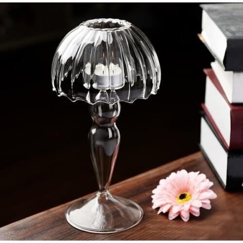 European Style Transparent Glass Table Lamp Shape Candle Holder Wedding Home Creative Decoration