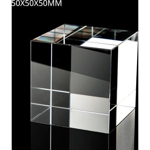 50MM K9 Glass Lens Cube Transparent Optical Photography Display Prism Crystal X-Cube Prisms Paperweight Home Decoration Gift