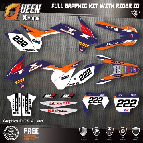 QUEEN X MOTOR Custom Team Graphics Decals 3M Stickers Kit For KTM 2013 2014 2015 SX SXF , 2014 2015 2016 EXC XC-W EXC-F 020