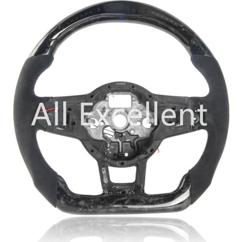 Forged Carbon Fiber & Alcanrata Leather Steering Wheel For Volkswagen Golf MK7 GTI R with Mark & LED