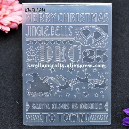MERRY CHRISTMAS JINGLE BELLS Plastic Embossing Folder For Scrapbook DIY Album Card Tool Plastic Template 10.6x14.5cm KW7121502