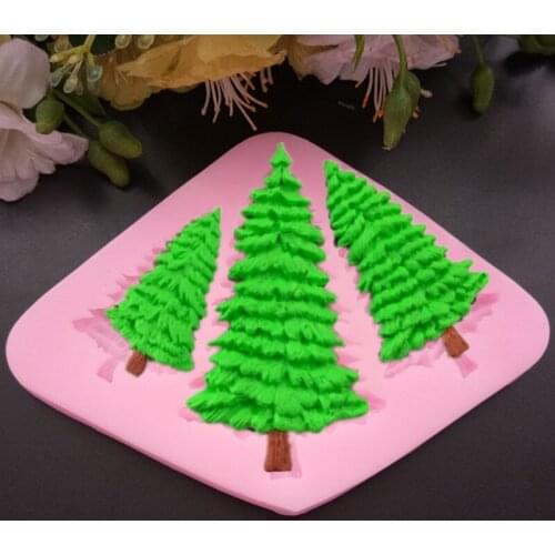3 Hole Christmas Tree Shaped Silicone Mold Cake Decoration Fondant Cookies Tools 3D Silicone Mould Gumpaste Candy