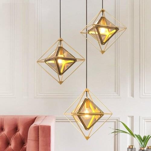 Nordic Modern Led Single-headed Chandelier Simple Restaurant Bar Personality Clothing Shop Window Black and Gold Glass Lamps