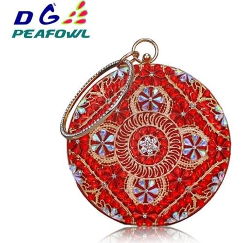 Floral Round luxury Women Evening Day Bag Clutch Bags Diamond Ring Messenger Bags Bride Handbags Sling Handbag Party Purses