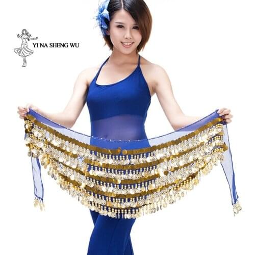 Belly Dance Hip Tassels 288 Coins Waist Chain Belly Dance Hip Scarf Costume 5 Layer Gong Piece Belly Dance Accessories Belt