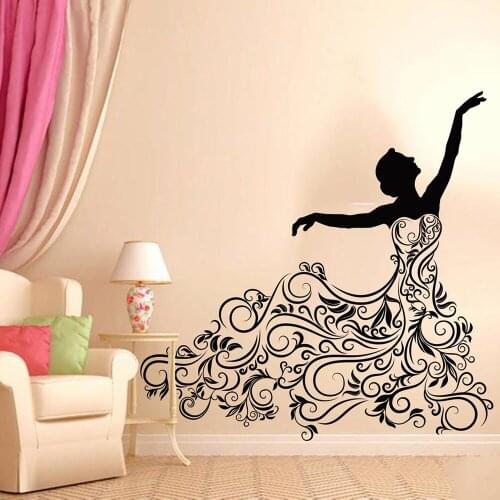 Large Beautiful Dancer Wall Decal Fashion Dance Ballet Woman Dancing Dance Vinyl Wall Sticker Girls Room Kids Room Decor C375