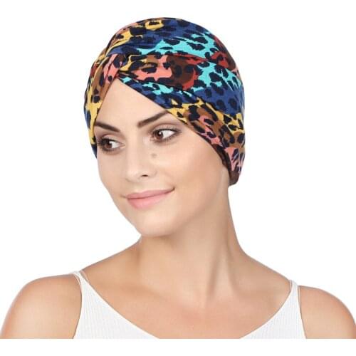 Vintage Muslim Women Cross Ruffle Chemo Sleep Turban Headwear Scarf Beanie Cap Hat for Cancer Patient
