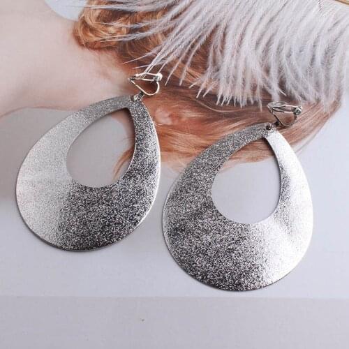 JIOFREE Big Vintage Statement Clip Earrings for Women Without Piercing Hanging Earring Metal Ear Clips Fashion Jewelry