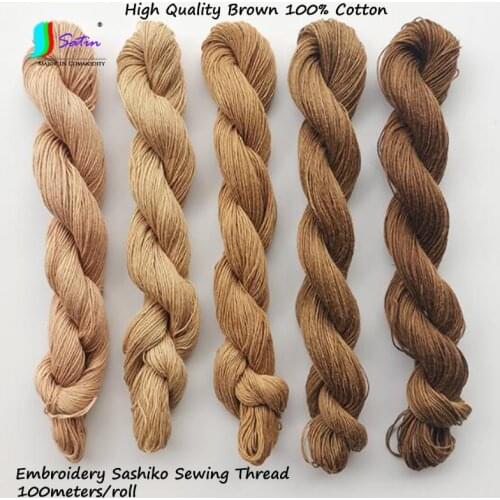 High Quality Brown 100% Cotton Handmade Dyed 6 Strand Embroidery Sewing Thread DIY Hand Embroidery Sashiko Sewing Thread
